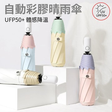 [樂瘋]繽紛彩膠防曬傘 手動傘／自動傘 撞色系列 晴雨兩用傘 抗紫外線 陽傘 洋傘 雨傘 UPF50+ 彩膠傘 A409