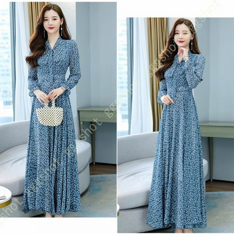 ワンピース レディース 春 夏 春夏 リーフ柄ワンピース 黒 ロングワンピ ひざ下 ワンピ マキシワンピ 花柄 Aライン リボン ロングワンピース 気質満点 通販 Lineポイント最大0 5 Get Lineショッピング