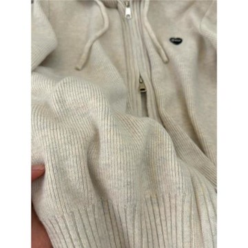 灰色連帽開衫外套拉鏈外穿毛衣女2024秋冬季新款寬松針織衫上衣