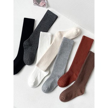 女童長筒襪純棉春秋冬季韓版復古純色百搭男童中筒襪寶寶小腿襪潮