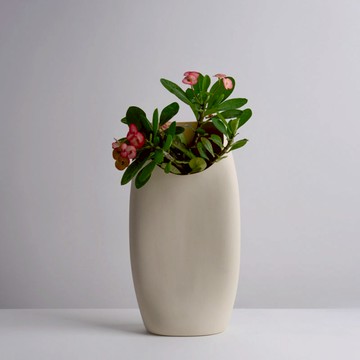 月型口扁平花器G9 - 計3色 外原內褐色