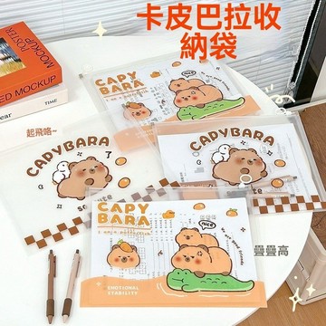 台灣發票 台灣出貨 文件袋 文具袋 獎勵 幼兒園 收納袋 開學 學生 文具 筆袋 文件袋 文件 卡皮巴拉 水豚 水豚君