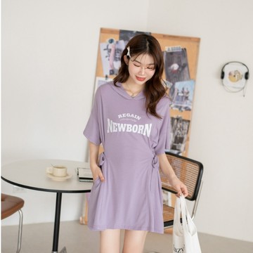 現貨~NEWBORN側綁帶連帽短洋裝【SS300132】DesireShop