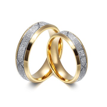 《316小舖》【C514】(優質316鈦鋼戒指-金生閃耀情侶戒指/金色對戒/噴砂對戒/日韓流行/金戒/男戒/女戒/戒子)