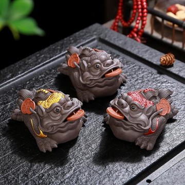 金蟾茶蟲紫砂可養招財茶具茶桌茶寵擺件精品茶玩茶道茶臺三足蟾蜍