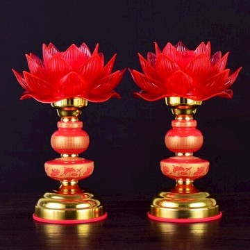 蓮花燈 佛具電蠟燭臺插電led水晶蓮花燈佛前供佛長明燈佛教用品貢燈 MKS 【年終特惠】