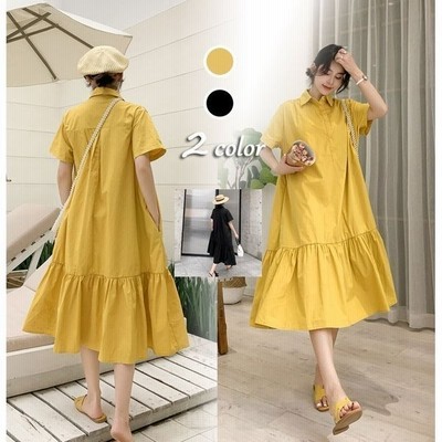 シャツワンピース レディース キレイめ マキシ丈ワンピース 春 夏 半袖 襟付き ワンピース オシャレ 上品 着痩せ ゆったり 通販 Lineポイント最大get Lineショッピング