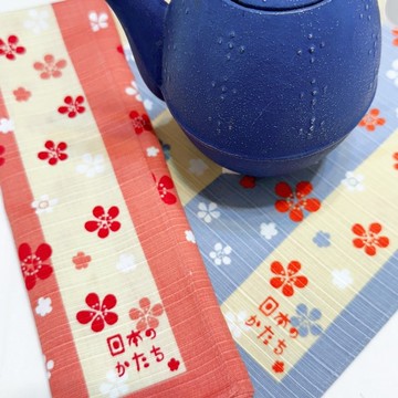 京都風呂敷包巾-日本意象 中巾-梅花(粉/藍)