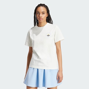 adidas 愛迪達 上衣 女款 短袖上衣 運動 GRAPHIC TEE OR 白 IR7473