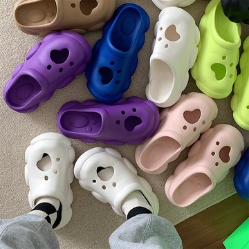 女夏季情侶居家室內時尚個性創意防滑輕便防臭厚底鞋沙灘洞洞鞋男