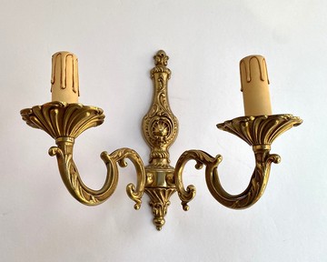 法國 20 世紀 60 年代復古鍍金青銅燭台設計壁燈