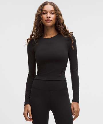 RevealKnit Eyelet Crewneck Long-Sleeve Shirt Size XXXS