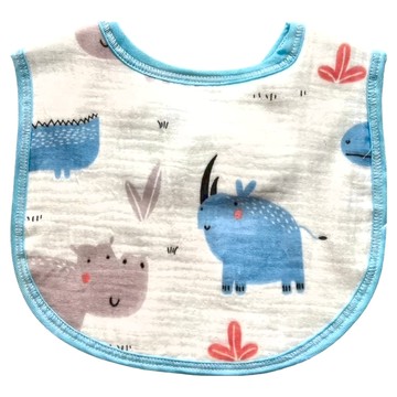 八層紗水洗皺布圍兜 柔軟親膚 吸水透氣 MIT機能竹纖維紗  河馬  河馬 多色  1個  1入