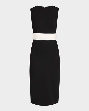 Sleeveless Cummerbund-Waist Midi Dress