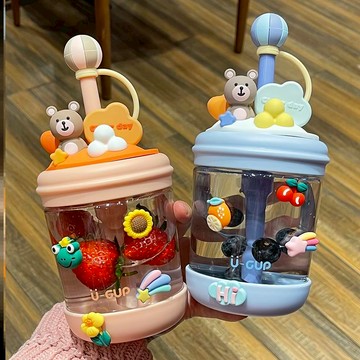 稀奇古怪水杯吸管女生超萌高顏值便攜可愛水杯兒童果汁牛奶攪拌杯