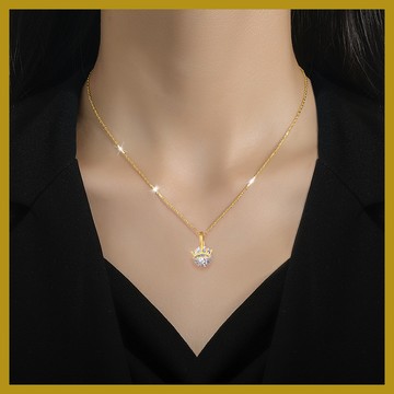【通體鈦鋼】皇冠鋯石個性爐內真金項鏈 ins網紅鎖骨鏈
