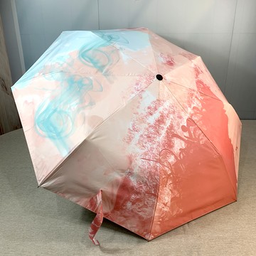 [凱得國際]KISSDIAMOND晨曦雲霞質感油畫晴雨兩用黑膠自動傘KDU-525 蓮華