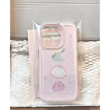 台灣出貨🚀 粉底三色兔子適用蘋果14PROMAX手機殼iPhone15可愛13透明12軟殼11