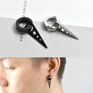 夾式耳環 鋼製幾何垂墜三角【ND750】