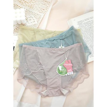 彩田性感蕾絲無痕女內褲冰絲超薄速干抗菌包臀大碼高腰內褲32266