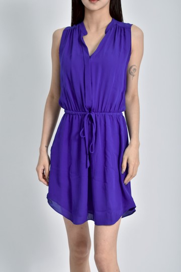 (S) babaton純絲無袖藍色洋裝