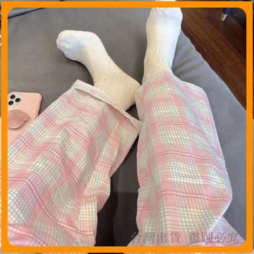 *臺灣出貨*遛彎神 褲 ! 韓國ins新款冰淇淋格子睡 褲 女夏秋長 褲 寬鬆 家居休閒 褲 韓系 韓國寬褲 家居褲 休