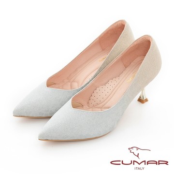 【CUMAR】漸層豹紋閃亮金屬高跟鞋-金