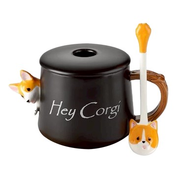 柴犬杯 含攪拌棒 500ml  柯基黑  1個