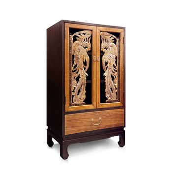 【C'est Chic】金闕香單抽雙門實木雕刻櫃(半老件100年)-幅57cm