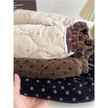 女小童冬季加厚棉褲寶寶波點三層夾棉褲子一條過冬嬰兒加絨保暖褲