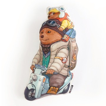 靠墊圖案，熊，摩托車，父子，禮物，元旦