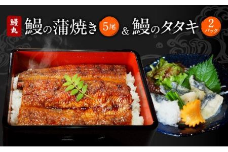 鰻丸 九州産鰻 蒲焼5尾 鰻のタタキ2pcセット うなぎ ウナギ