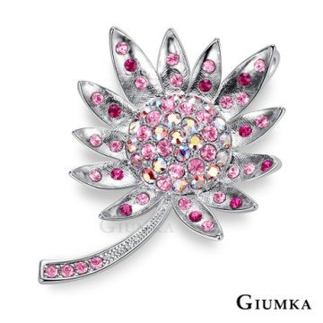GIUMKA別針胸針 太陽向日葵花朵 精鍍正白K 銀色款