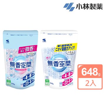 【小林製藥】日本無香空間 居家室內除臭芳香劑補充包648g(2包組)