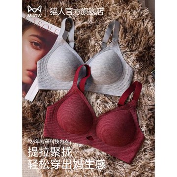 貓人內衣女小胸聚攏媽生感無痕軟支撐收副乳提拉防下垂性感文胸罩