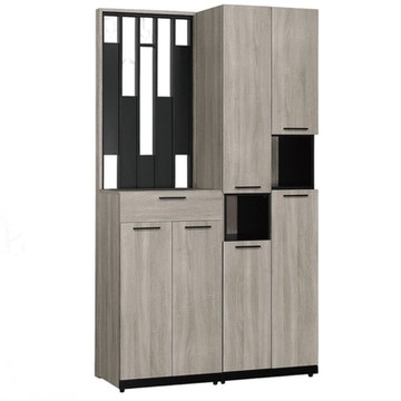 文創集 卡瑞4尺六門單抽高玄關屏風鞋櫃組合-120x38x197cm免組