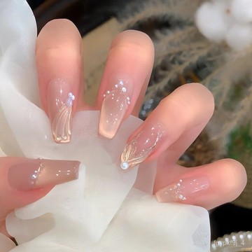 🎀純手工穿戴甲🎀【愛麗兒公主】純手工人魚貓眼穿戴甲光療甲立體感魚尾爆閃成品甲新年美甲貼片ML 高級感穿戴甲顯白美甲片 X