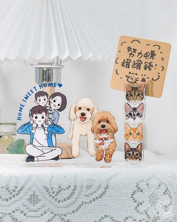【客製化小立牌/便簽夾】寵物 人像 似顏繪 MEMO 入伙 ⋯亞克力⋯