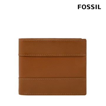 【FOSSIL】Everett 真皮證件格經典男夾-金棕色 ML4397216 (禮盒組附鐵盒)