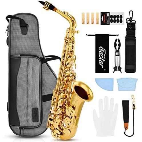 Eastar Tenor Saxophone Student Tenor Saxophone Bb Tenor Sax B Flat Gold Lacquer Beginner Saxophone With Cleaning Cloth,Carrying Case,Mouthpiec並行輸入