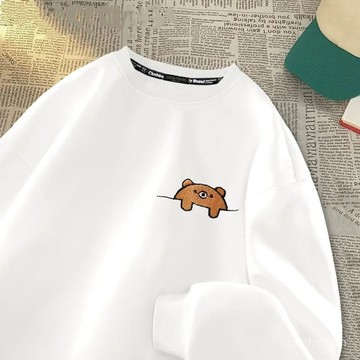 🌷韓版大學t 卡通印花 大尺碼女裝 純棉衛衣 長袖衛衣 長袖上衣 刷毛 重磅大學t 寬鬆上衣 休閒上衣 長袖t