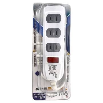 spirit 電精靈 2P 1開4插 6尺(1.8M) 過載保護 防雷擊 環保耐燃PC材質 雙重絕緣電線保護  延長線 白色 + 灰色插座  1個