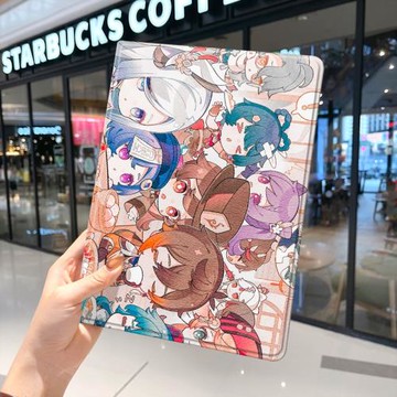 原神2021款ipad9保護套pro2020蘋果mini6外套ipod迷你4殼air5適用2平板3帶筆槽十第10代三折2022卡通周邊2018