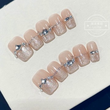 可隔日到貨！零絮願 純手工貓眼穿戴甲 帶鑽美甲 貓眼美甲 光療甲片 美甲貼片 假指甲 指甲貼 韓國美甲 穿帶甲片