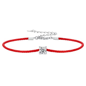 CF Diamond 手鍊 莫桑鑽 頂級D色FL淨度 57切面 完美切割  幸運守護 銀色 + 紅色  50分