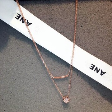 玫瑰金純銀項鍊 吊墜-時尚精緻簡約鑲鑽生日情人節禮物女飾品73jp23【獨家進口】【米蘭精品】