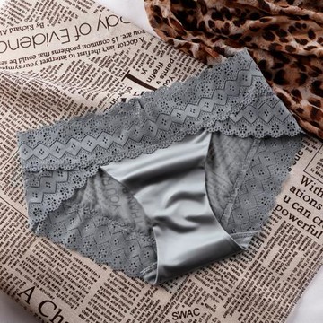 蕾絲內褲女士透明冰絲低腰無痕絲滑抑菌純棉襠新款夏季薄款三角褲