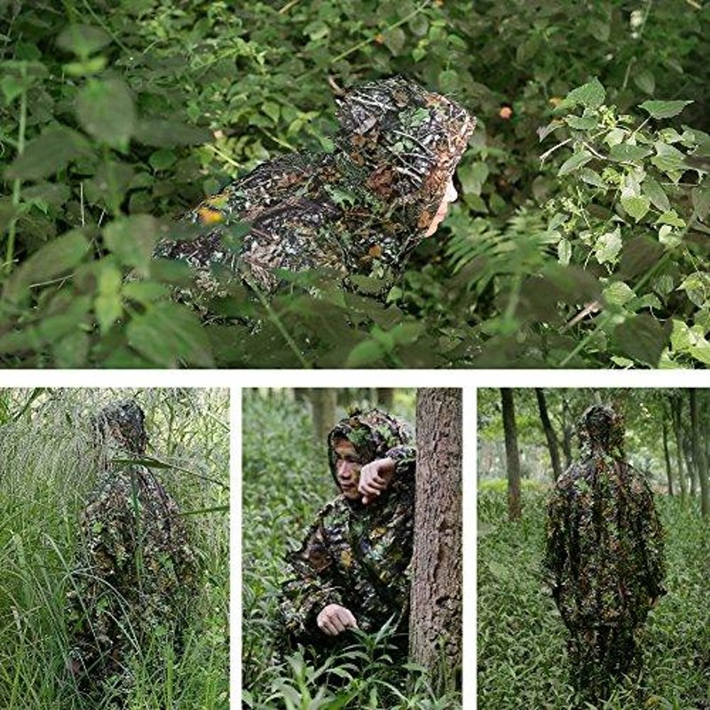 Zicacアウトドア迷彩Ghillie Suit 3d Leafy迷彩服ジャングルウッド