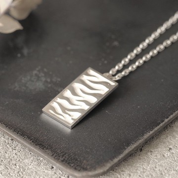 白色 斑馬紋 男士 項鍊 925銀