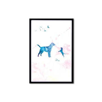 裝飾畫相框 好伴系列 小狗 黑色框 63x43cm 布置  畫框 照片牆